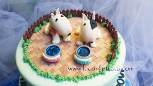 torta bull terrier, torta con cani