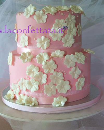 torta-matrimonio-pioggia-fiorellini-toni-rosa